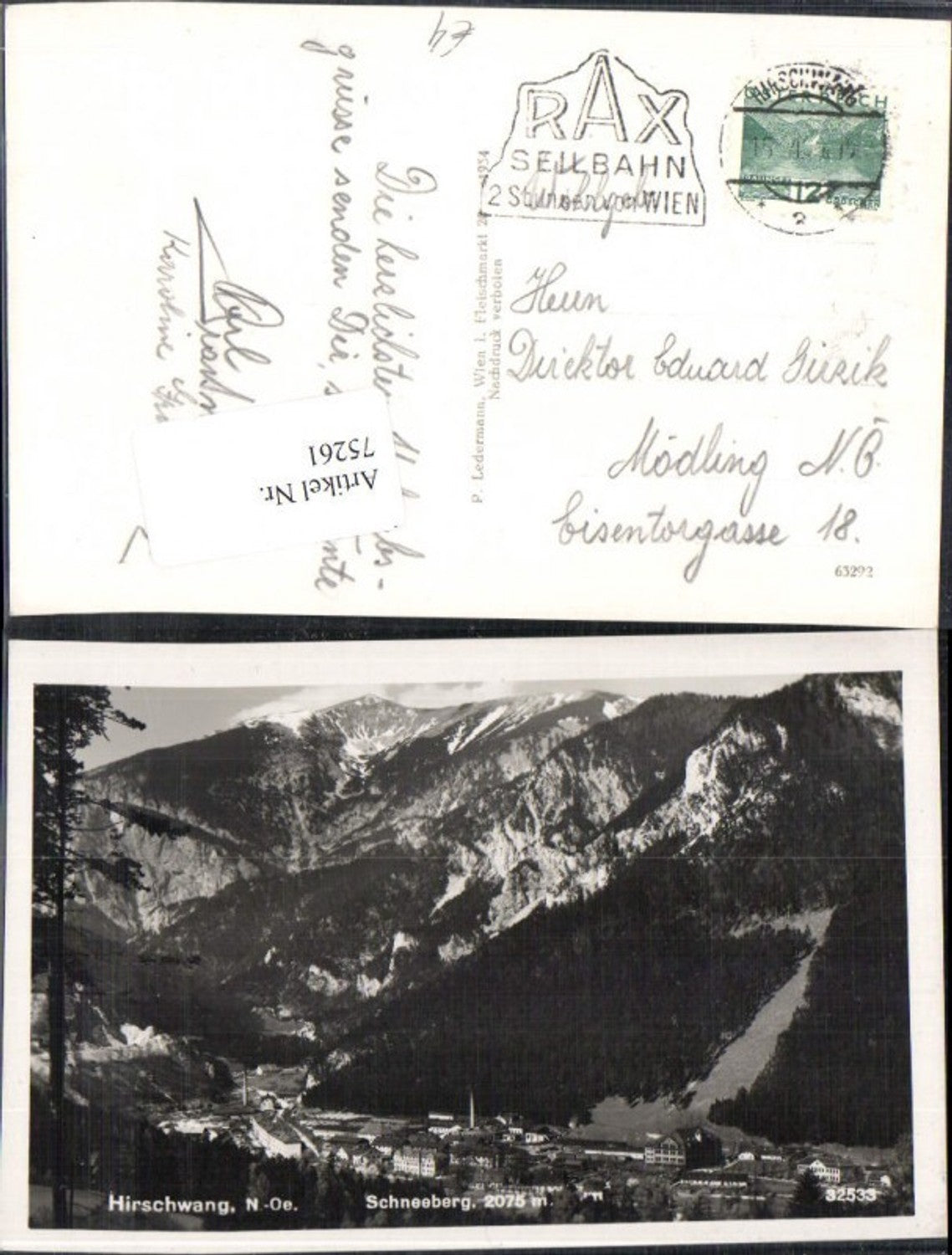 75261,Hirschwang Totale Schneeberg Puchberg