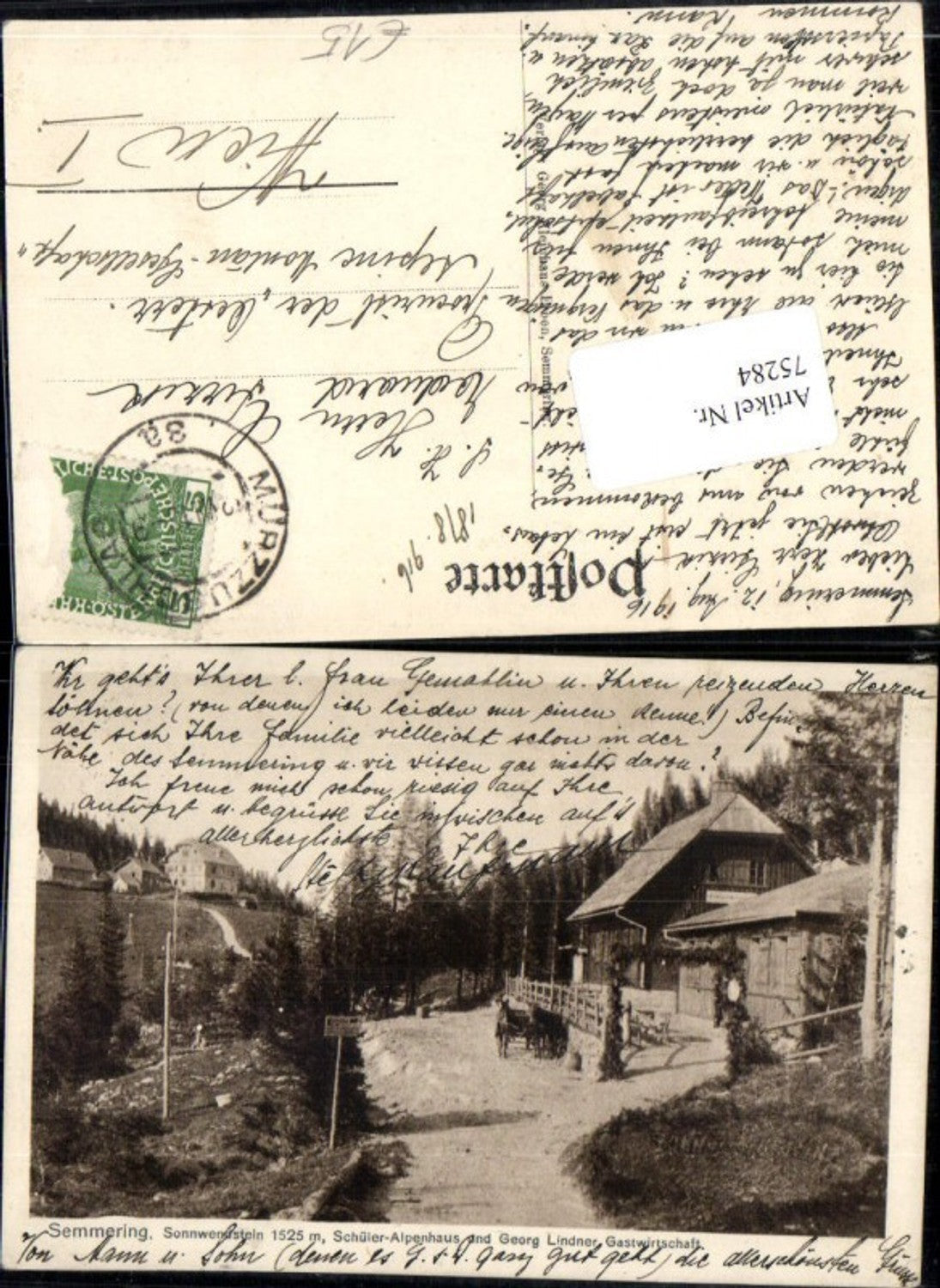 75284,Semmering Sonnwendstein Schüler Alpenhaus und Georg Lindner Gasthaus Detailansicht