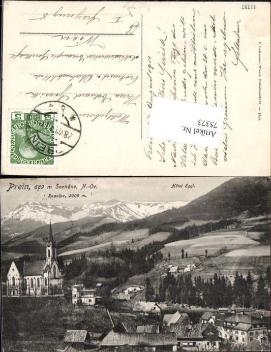 75373,Prein Ortsansicht Hotel Eggl Rax Reichenau