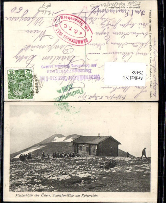 75468,Fischerhütte des österr. Touristen Klub am Kaiserstein Detailansicht Schneeberg Puchberg