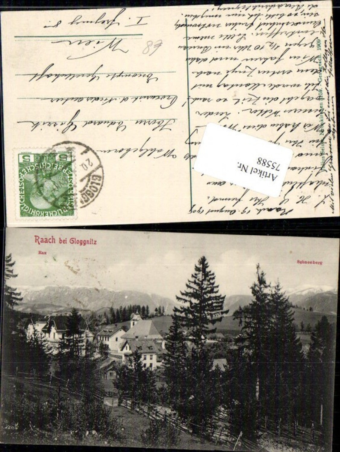 75588,Raach am Hochgebirge Ortsansicht bei Gloggnitz Rax Reichenau Schneeberg Puchberg