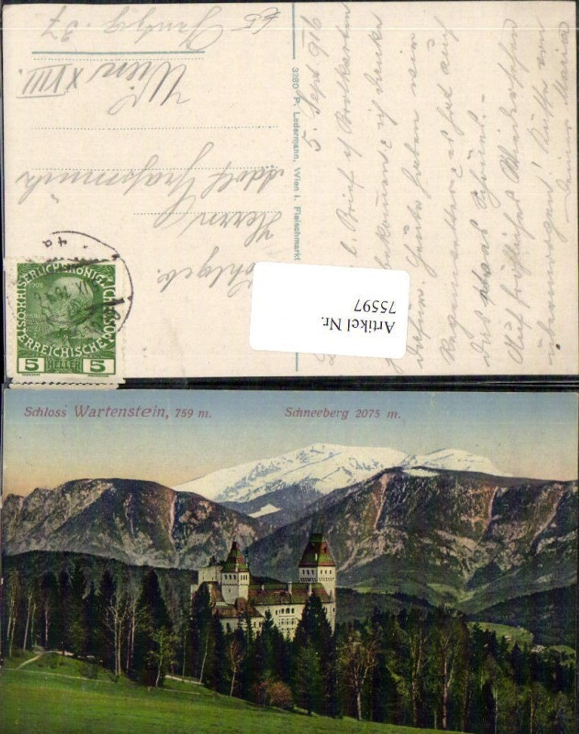 75597,Schloss Wartenstein Detailansicht Schneeberg Puchberg