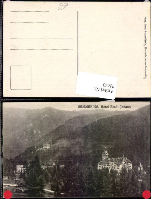 75643,Semmering Hotel Erzherzog Johann Detailansicht