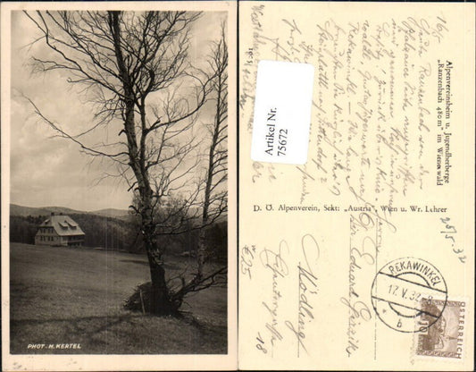 75672,Alpenvereinsheim Jugendhergerber Ranzbenbach Wienerwald Klausen Leopoldsdorf 1932