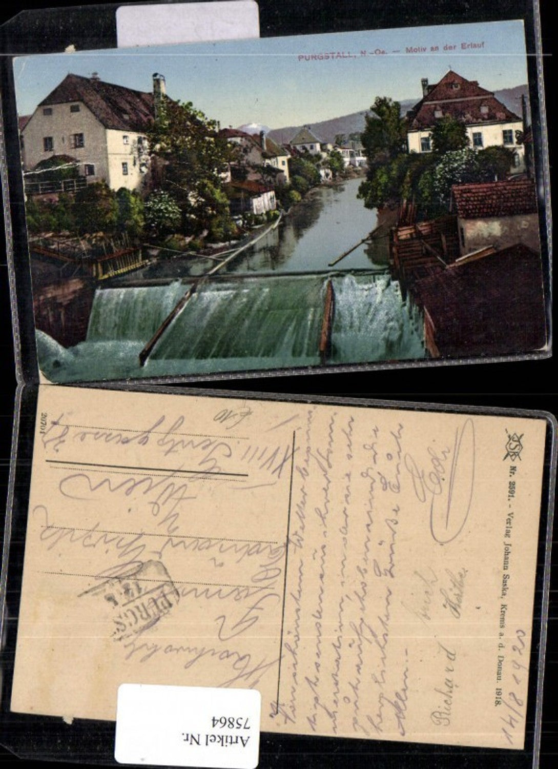 75864,Purgstall Motiv an der Erlauf 1920 Photochromie