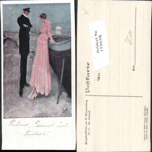 133638,B. Wennerberg Kriegspostkarte Nr 21 Am Strand Frau