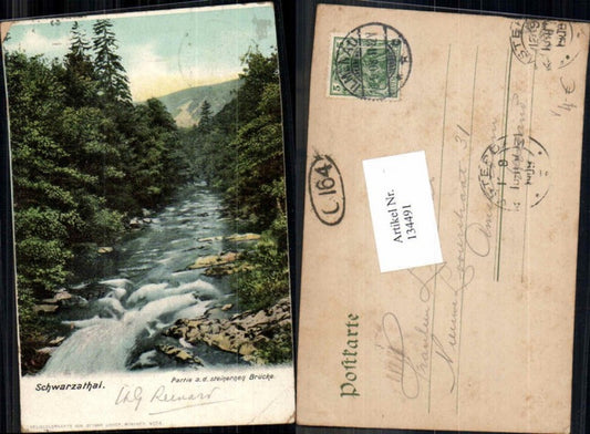 134491,Schwarzathal Partie a.d. steinernen Brücke Heliocolor AK Zieher 4058 Ilmenau