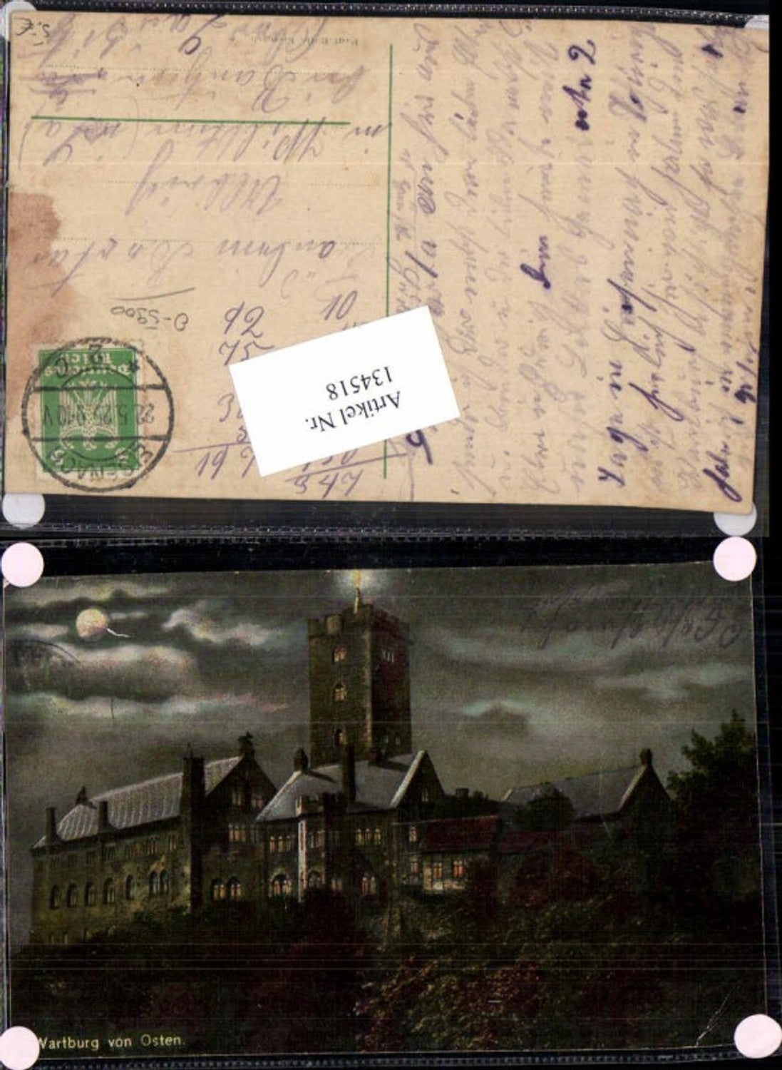 134518,Wartburg von Osten Eisenach Mond AK