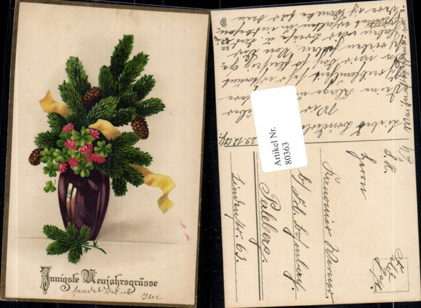 80363,Neujahr Vase mit Blumen Blume pub EAS 26