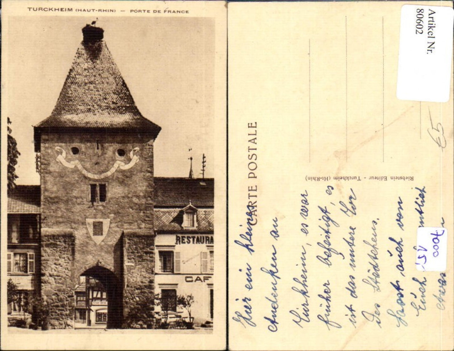 80602,Turckheim (Haut-Rhin) Porte de France Restaurant Cafe