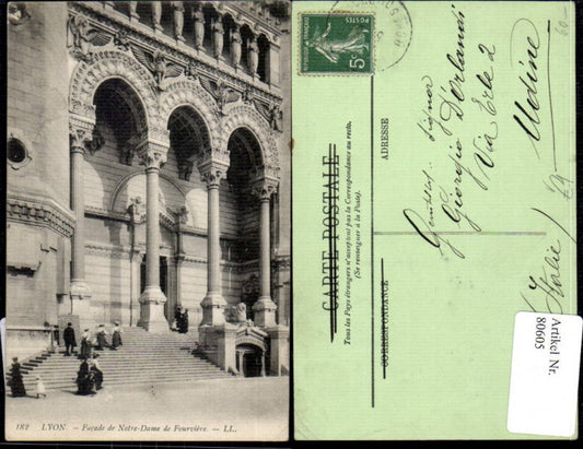 80605,Lyon Facade de Notre Dame de Fourviere pub. LL. 182