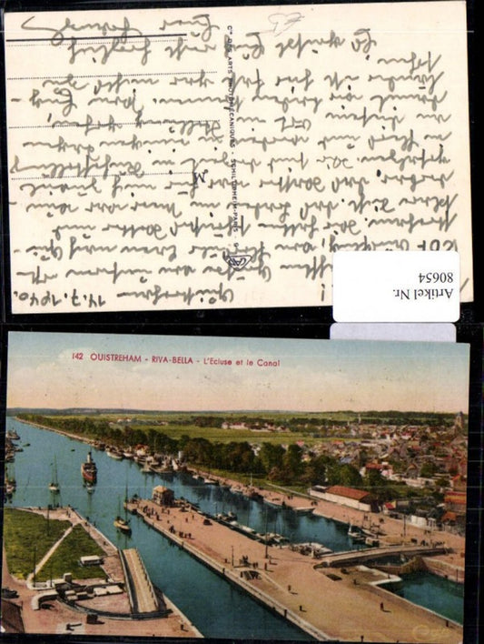 80654,Ouistreham Riva Bella L'Ecluse et le Conal 1940 Hafen Anlegestelle