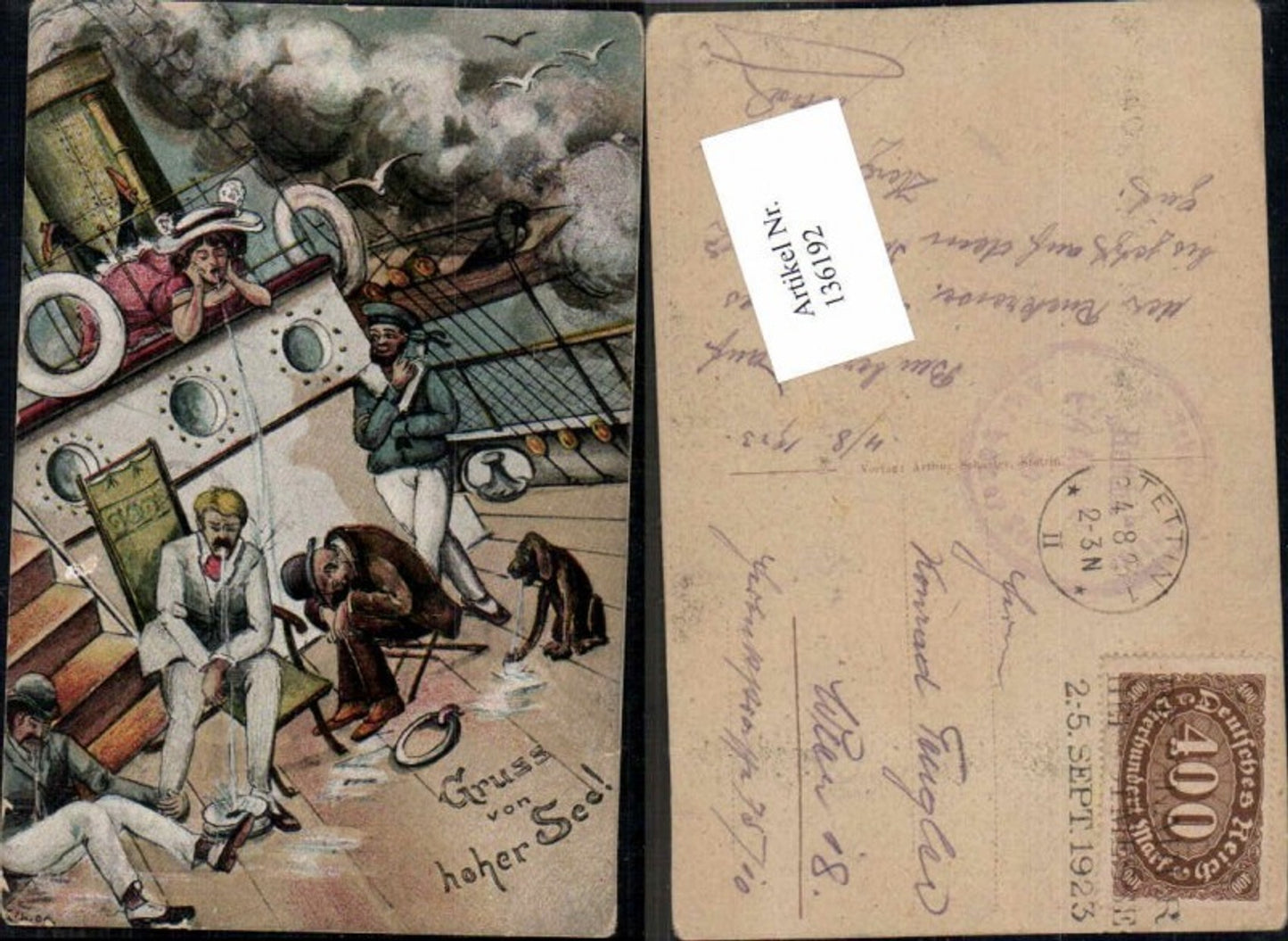 136192,Humor Gruss von Hoher See Schiff Scherz AK