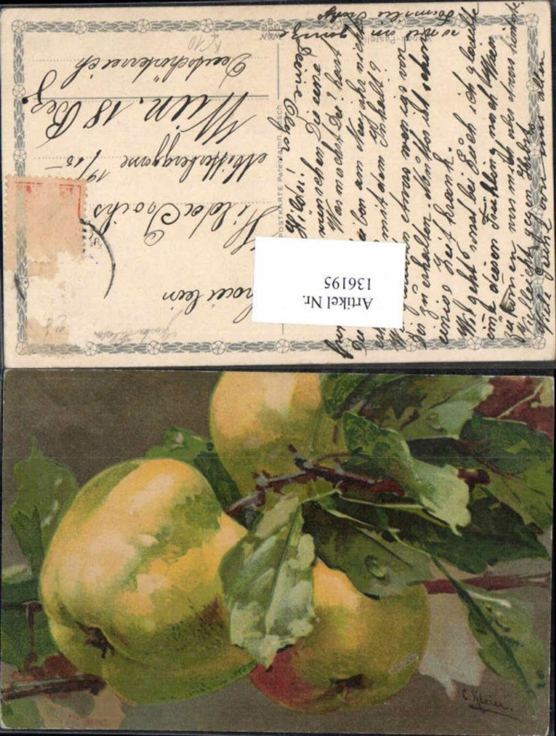 136195,Catharina Klein Früchte Obst Apfel Wenau Pastell 539 seltene AK