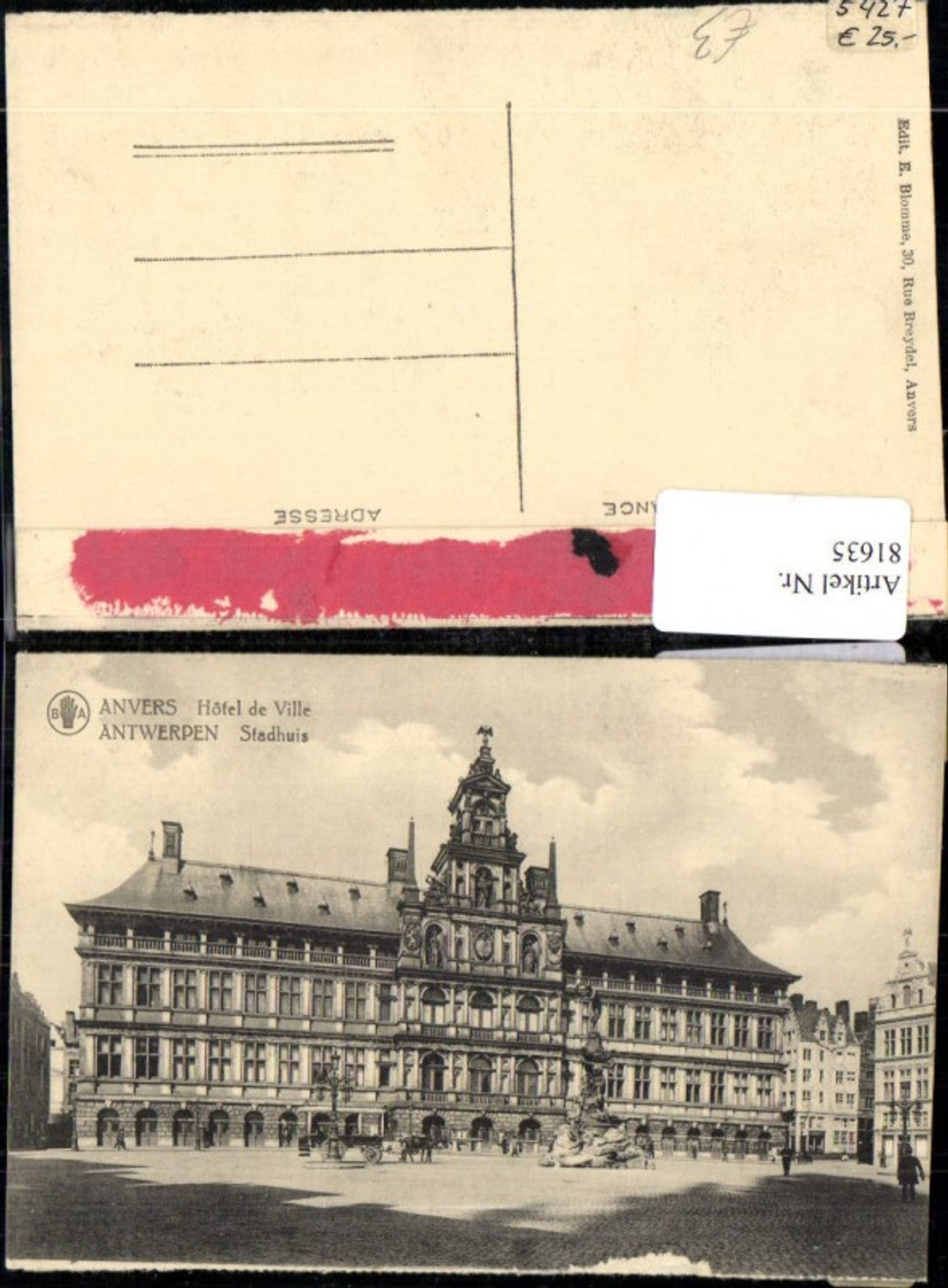 81635,Antwerpen Avers Hotel de Ville Stadhuis