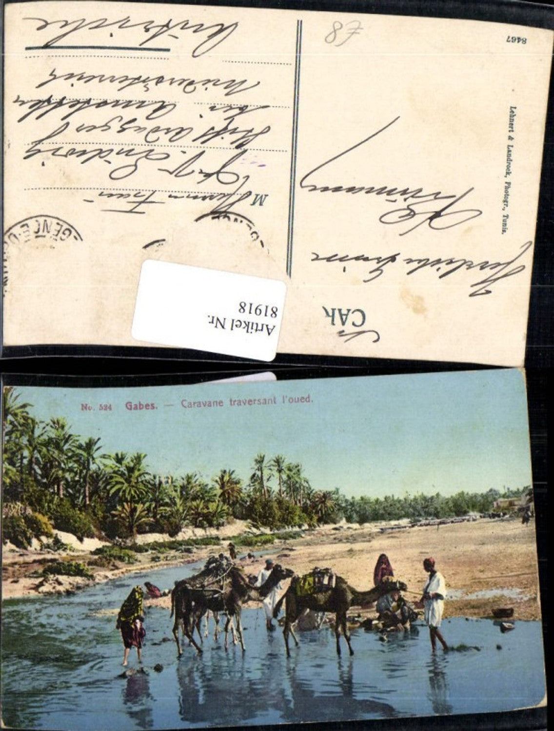 81918,Gabes Tunesien Carave traversant l´oued Kamele