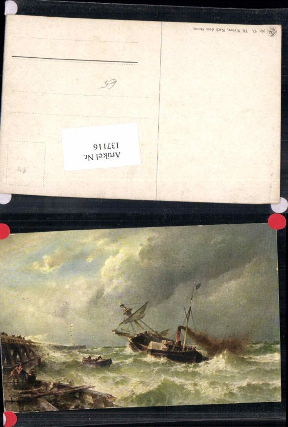 137116,Th. Weber Nach dem Sturm Schiff im Meer
