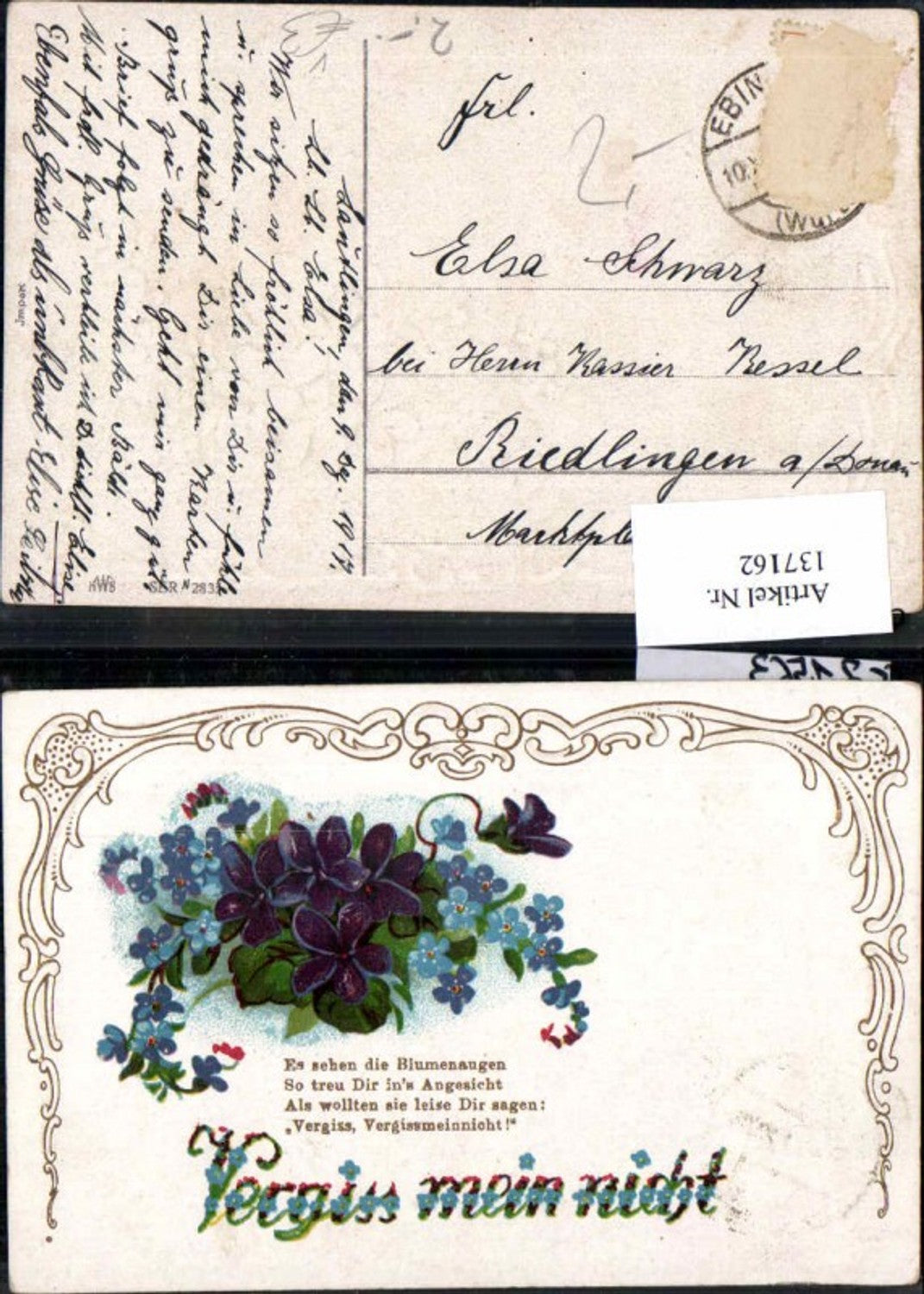 137162,Tolle Jugendstil AK Blumen Spruch