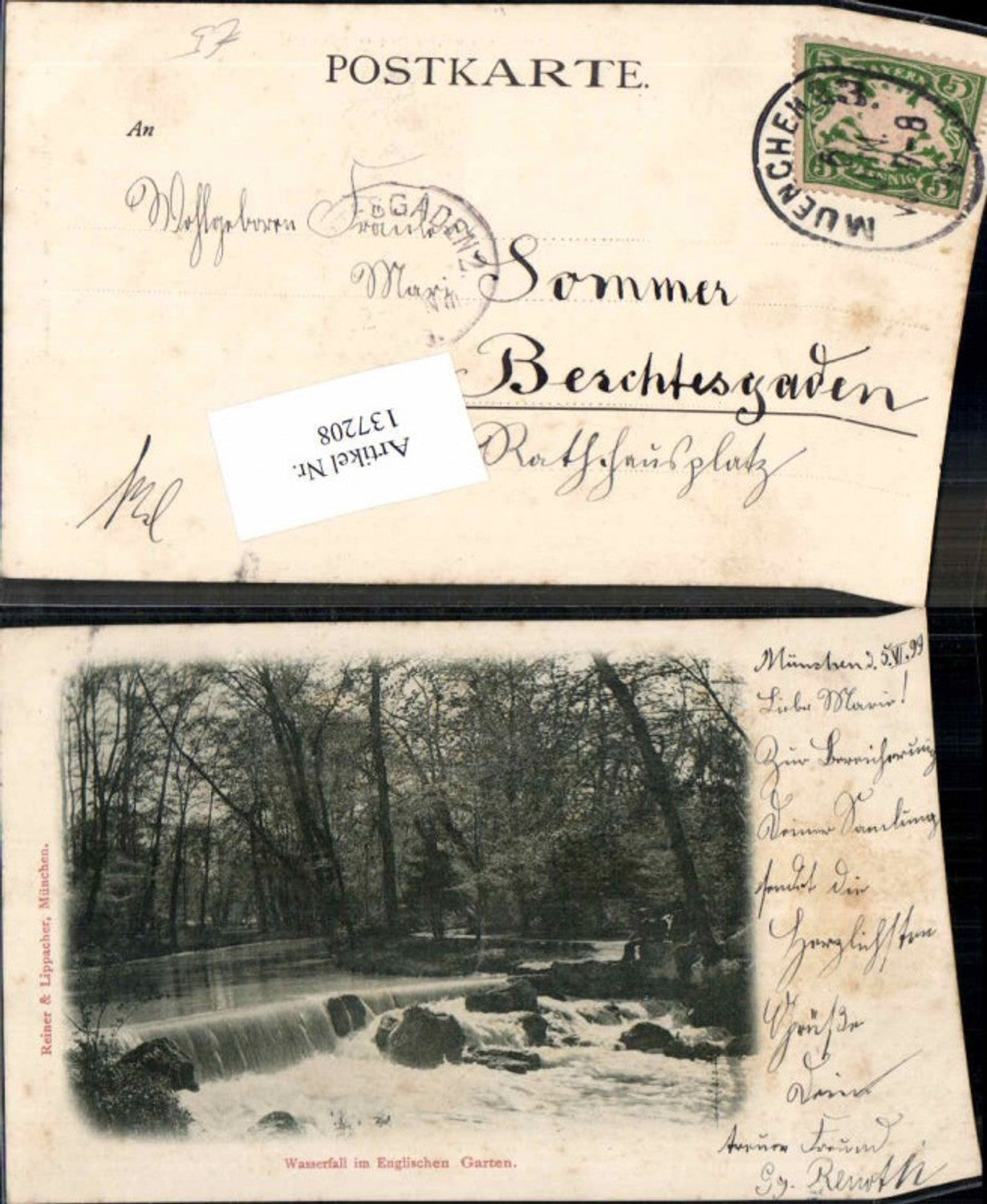 137208, Waterfall in the English Garden Munich 1899