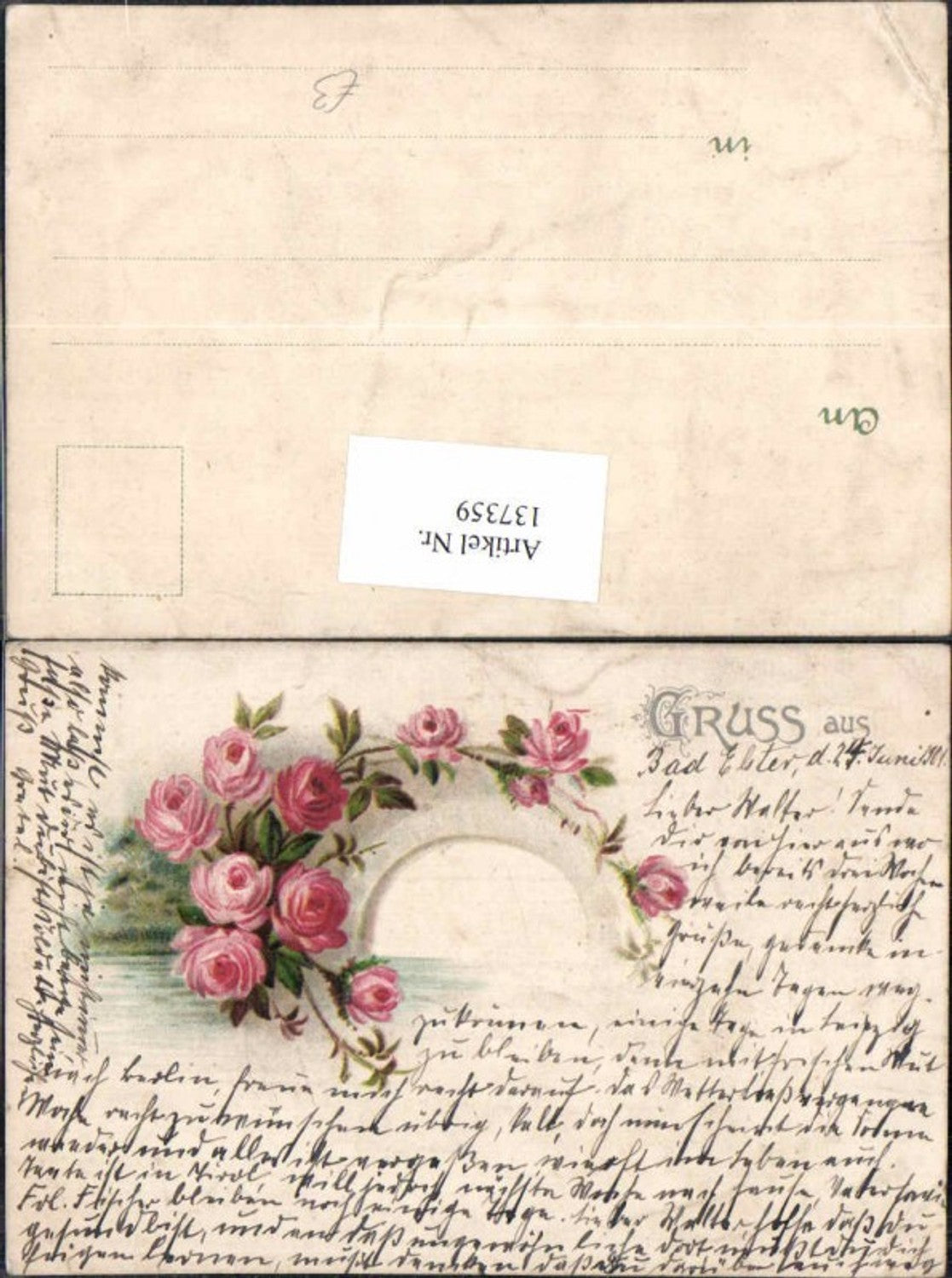 137359, Lithograph Roses Flowers 1900