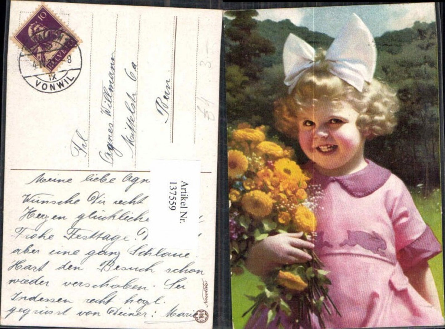 137559,Novolito Süsses Kind Mädchen Blumen