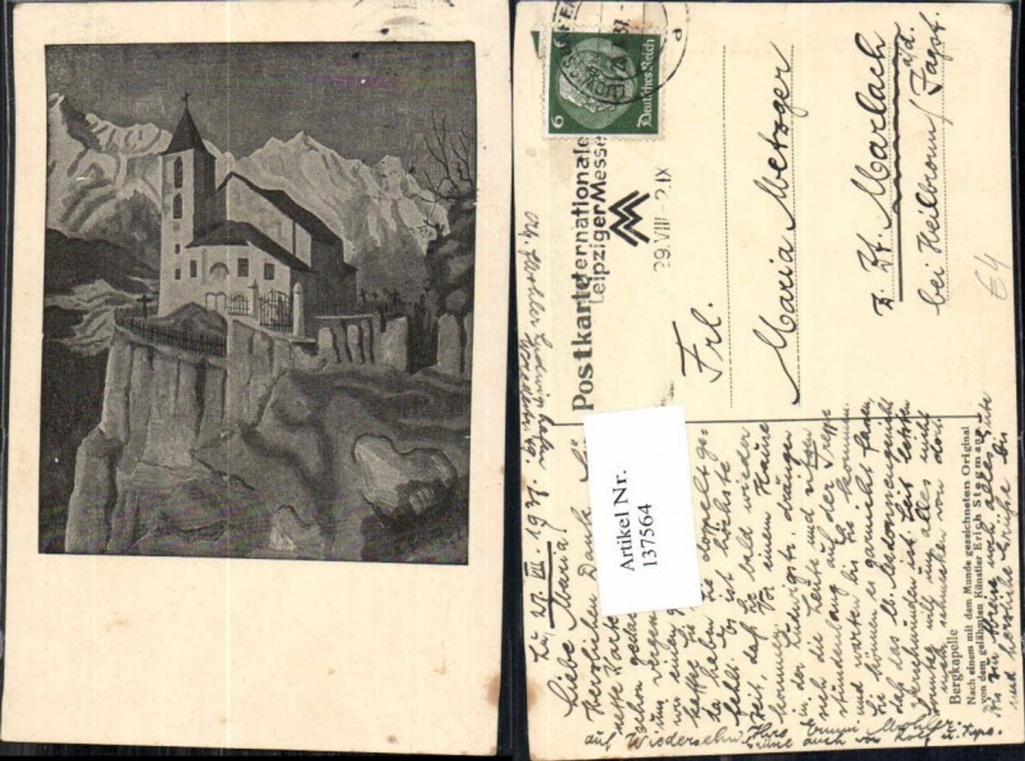 137564,Bergkapelle Mundgezeichnet Erich Stegmann