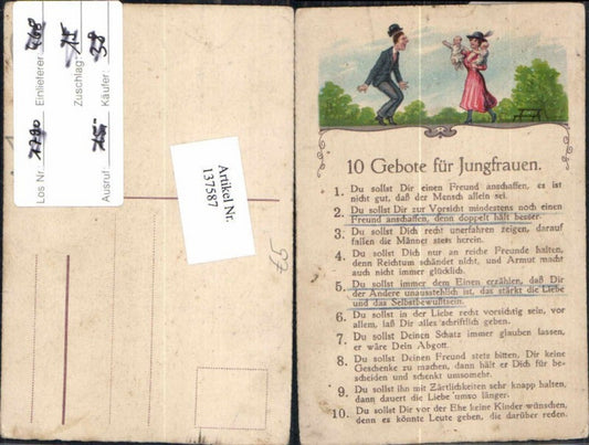 137587,10 Gebote für Jungfrauen Scherzkarte Humor Scherz