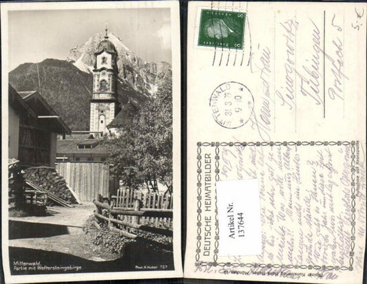 137644,Mittenwald Partie im Ort 1935 pub Huber Nr 727