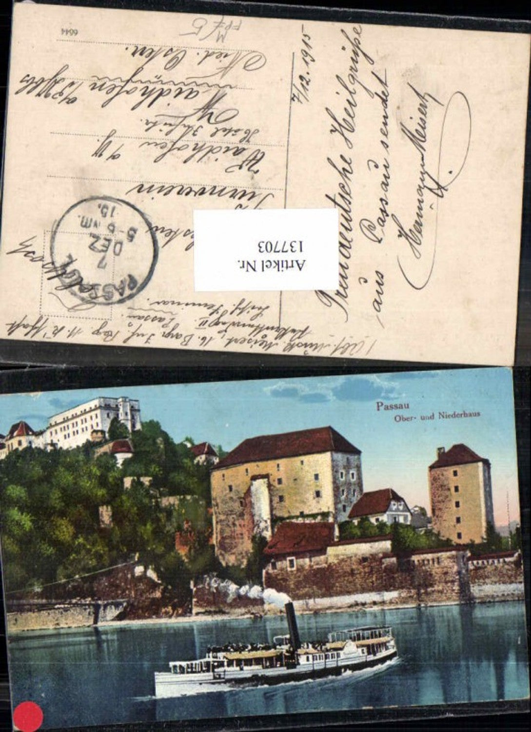 137703,Passau Oberhaus Niederhaus Dampfer Feldpost