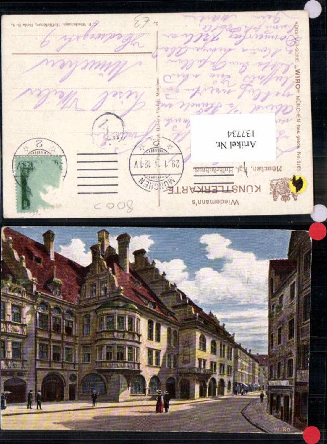 137734,Wiro Künstlerkarte 2163 München Hofbräuhaus