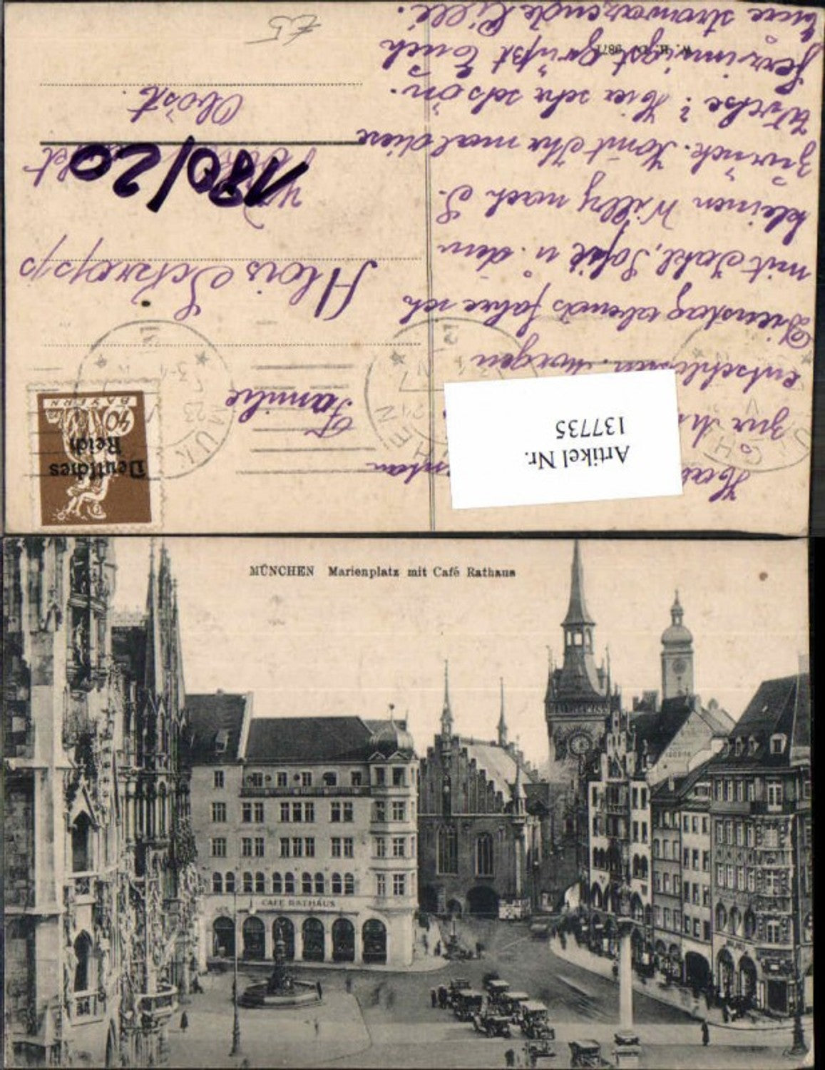 137735,München Marienplatz mit Cafe Rathaus 1905