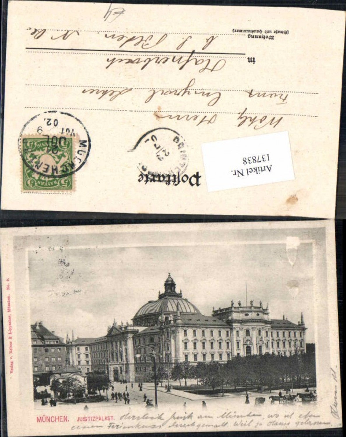 137838, Munich Palace of Justice 1900 embossed card