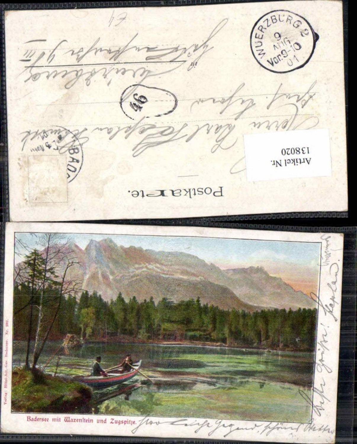 138020,Litho Badersee m. Waxenstein Zugspitze Garmisch Partenkirchen