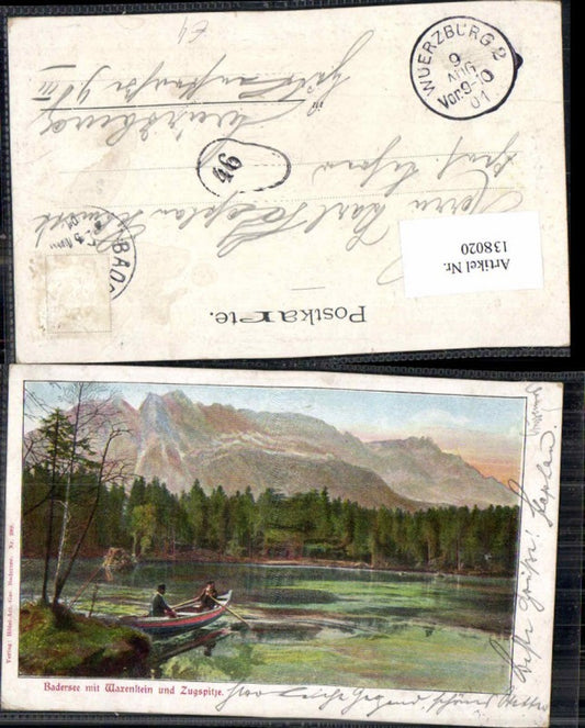 138020,Litho Badersee m. Waxenstein Zugspitze Garmisch Partenkirchen