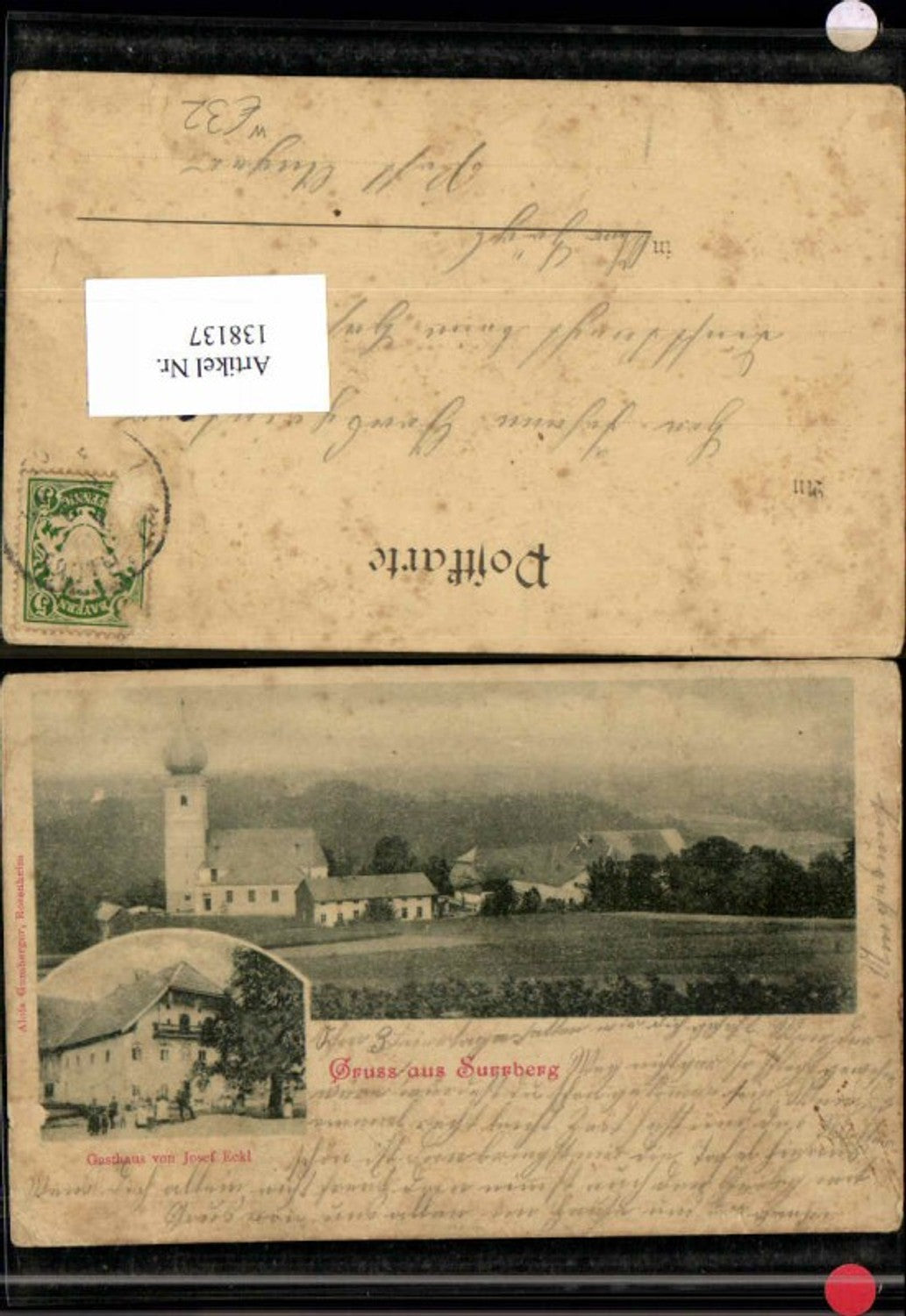 138137,Gruss aus Surrberg Surberg Gasthaus Josef Eckl 1900 Lk Traunstein