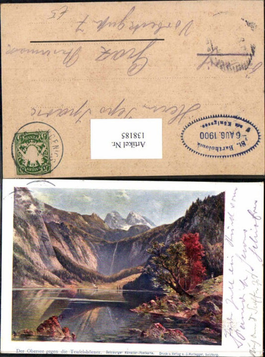 138185,Litho Obersee Teufelshörner Salzburger Künstler Postkarte Jurischek