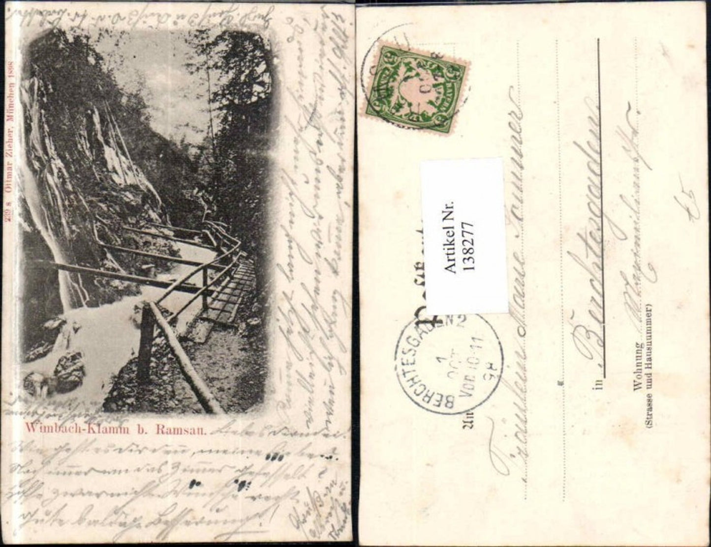 138277,Wimbach Klamm bei Ramsau Berchtesgaden 1900 pub Zieher