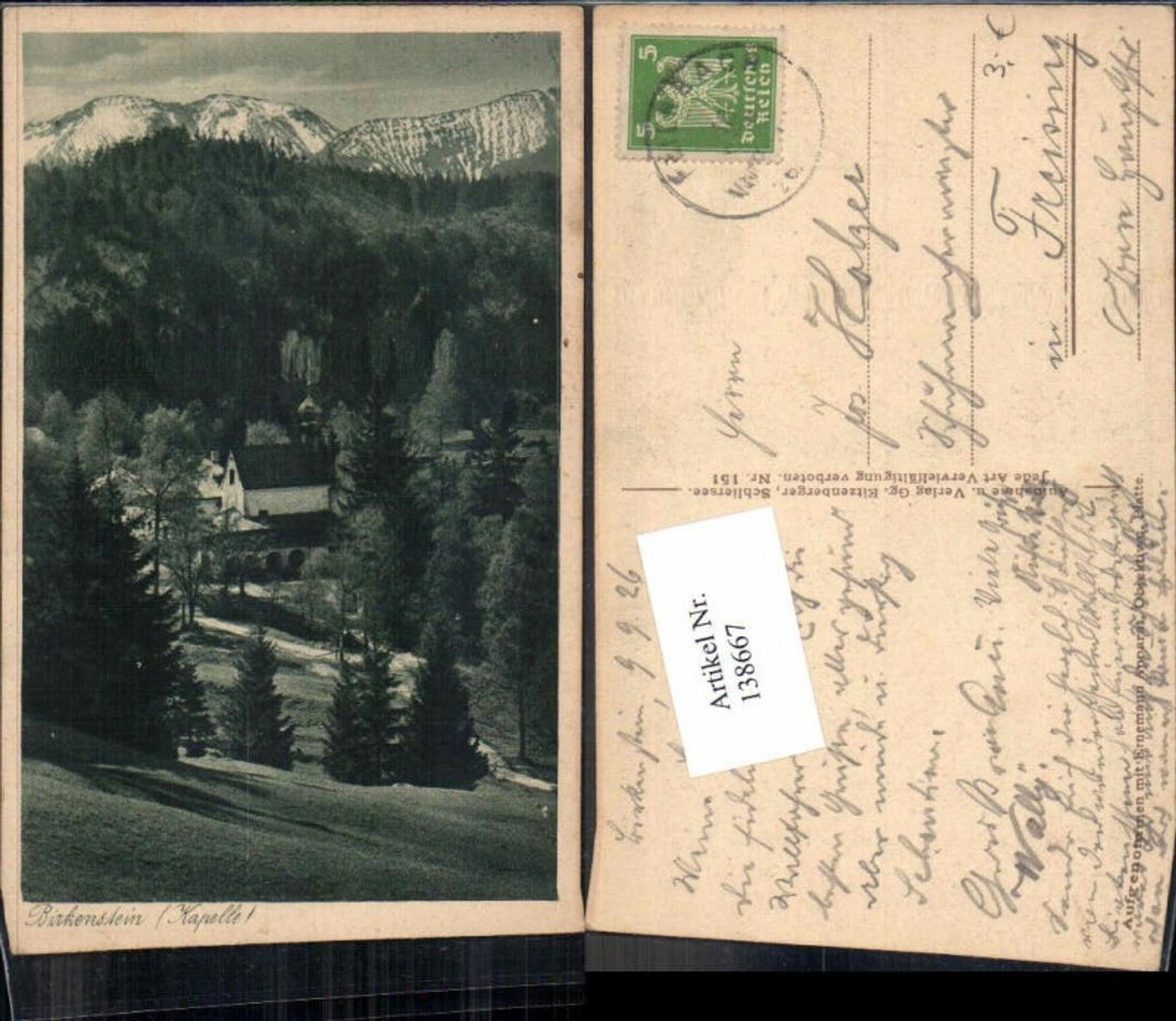138667, Birkenstein Chapel 1925 Fischbachau