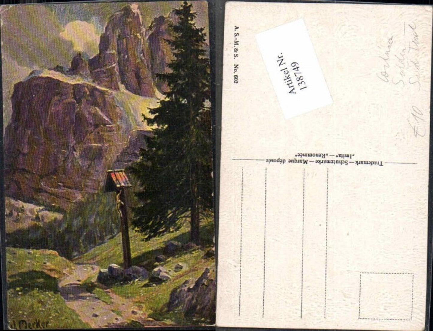138749,A.S.M. Imita Ölgemälde AK 602 Cortina Trentino Merker signiert