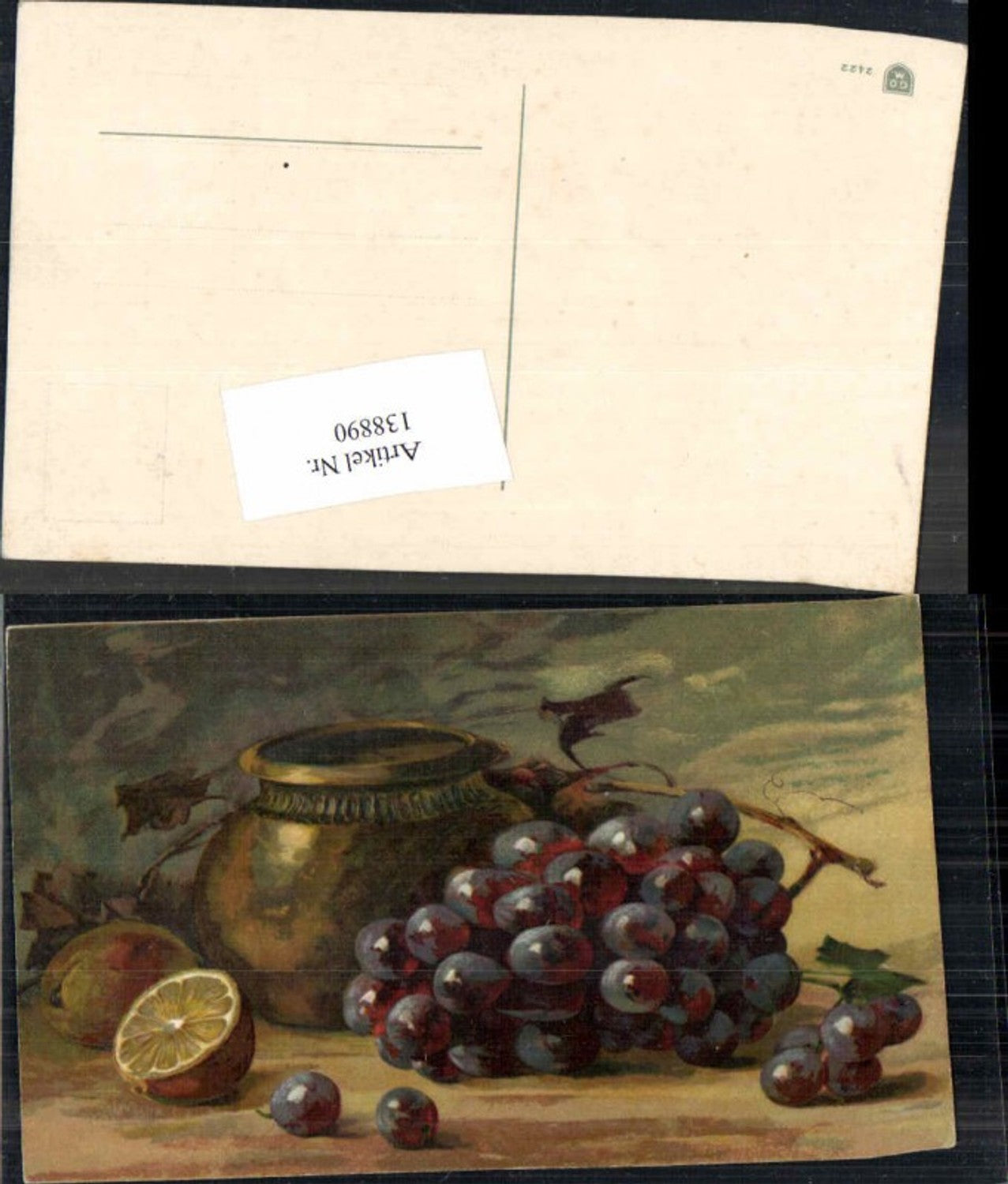 138890,Catharina Klein unsign. Stillleben Früchte Obst Trauben Zitrone