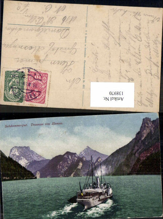 138970,Salzkammergut Traunsee bei Ebensee Dampfer Schiff Brandt 681