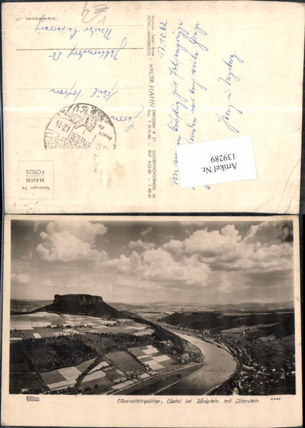 139289,Walter Hahn Dresden Nr 2463 Elbetal bei Königstein Lilienstein