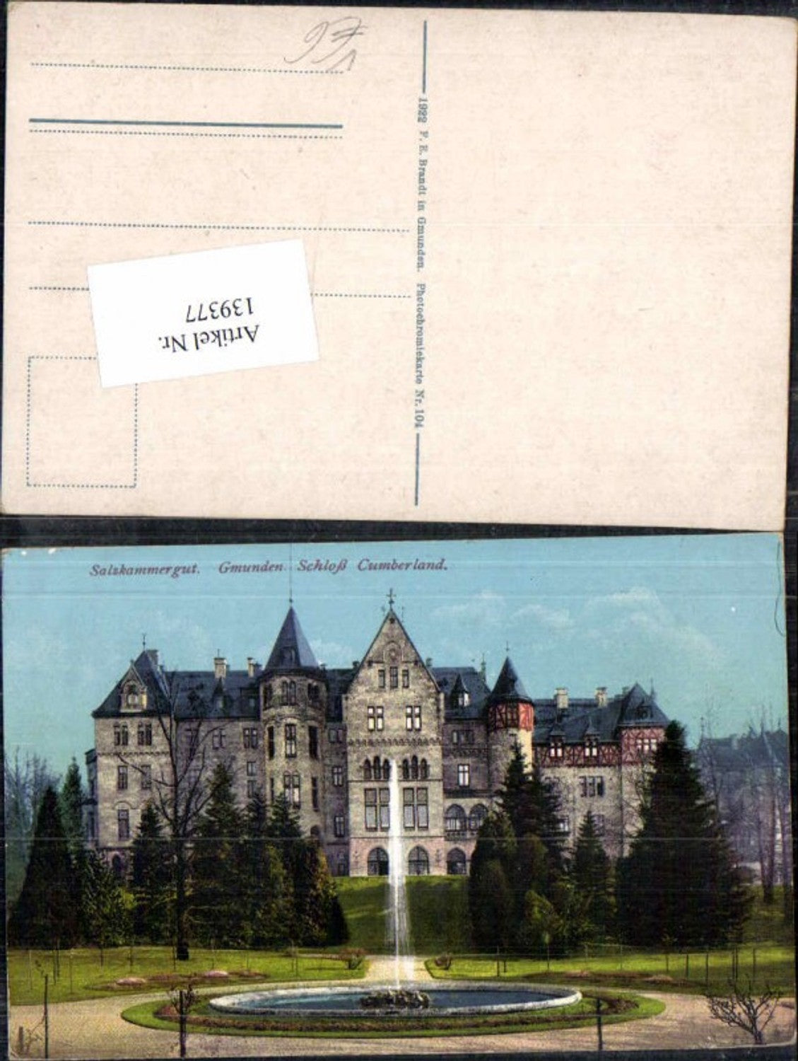 139377,Salzkammergut Gmunden Schloss Cumberland Brandt 104