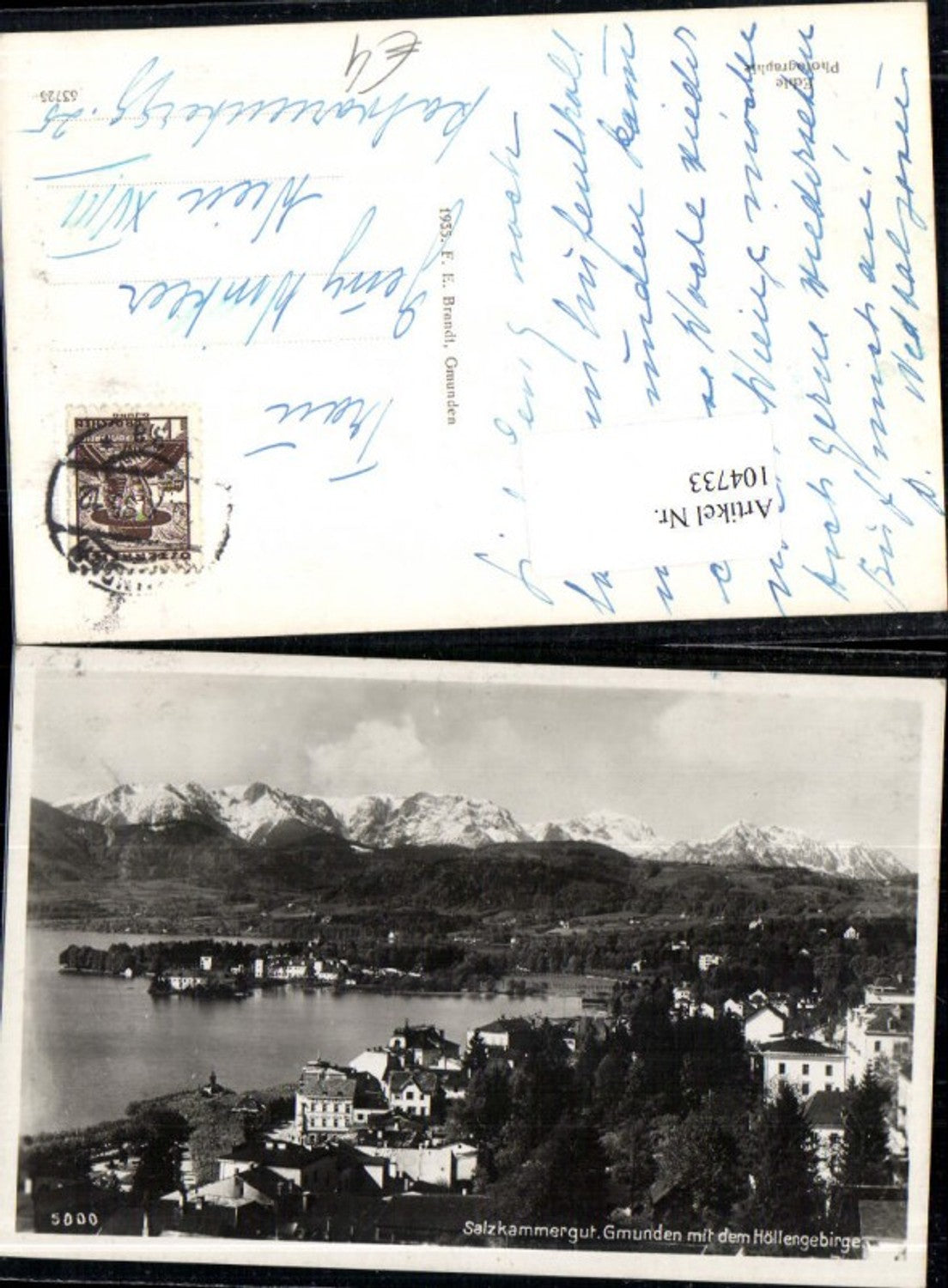 104733,Gmunden am Traunsee Salzkammergut Höllengebirge pub F.E. Brandt 1935