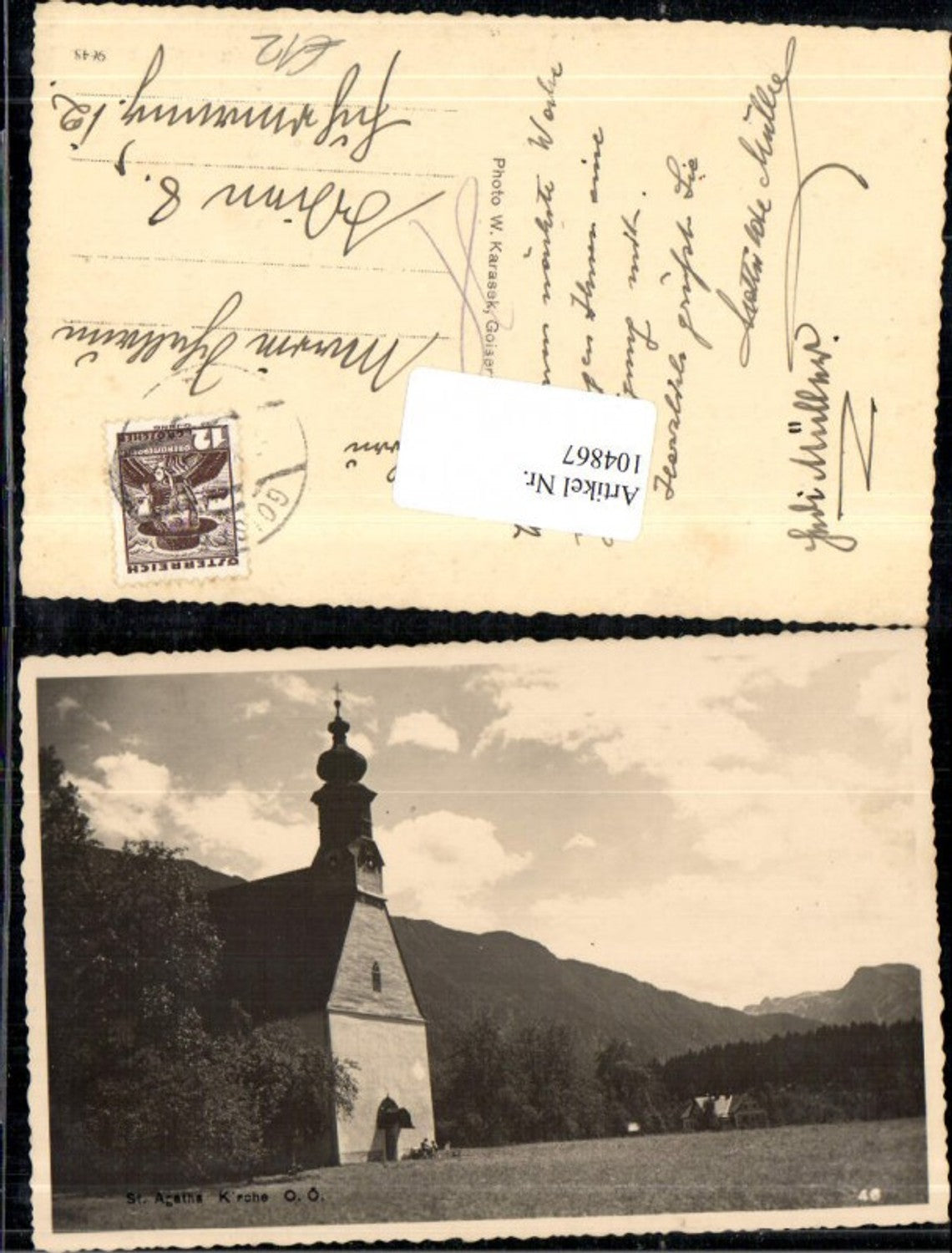 104867,Foto AK St Agatha Kirche Detailansicht bei Bad Goisern