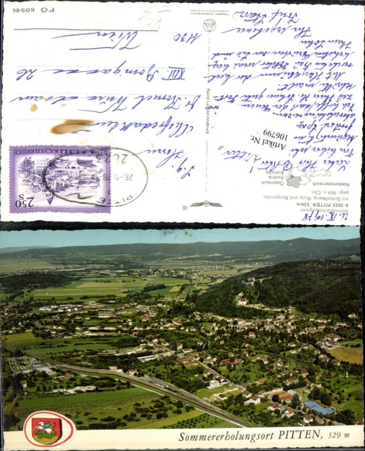 106799,Sommererholungsort Pitten Fliegeraufnahme pub Alpina Druck