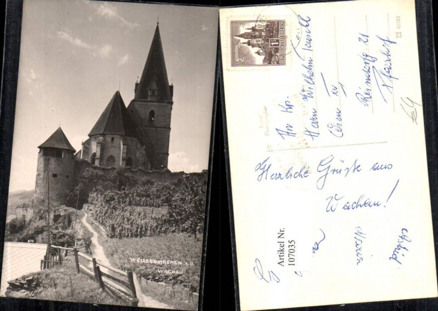 107035,Foto AK Weissenkirchen Weißenkirchen i.d. Wachau Kirche Detailansicht