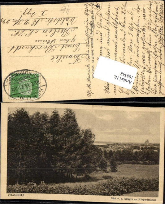 108548,Berlin Gransee Blick v.d. Anlagen a. Kriegerdenkmal
