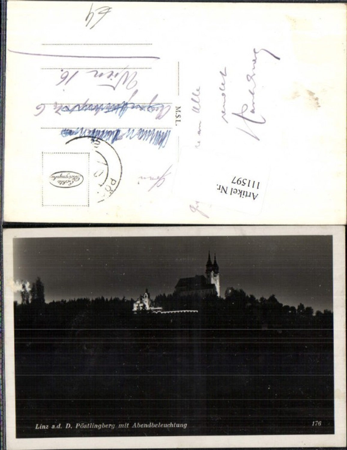 111597,Linz a.d. Donau Pöstlingberg mit Abendbeleuchtung