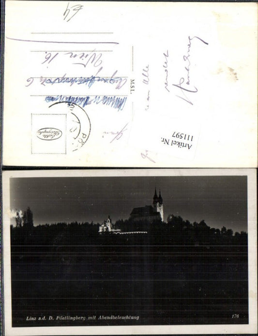111597,Linz a.d. Donau Pöstlingberg mit Abendbeleuchtung